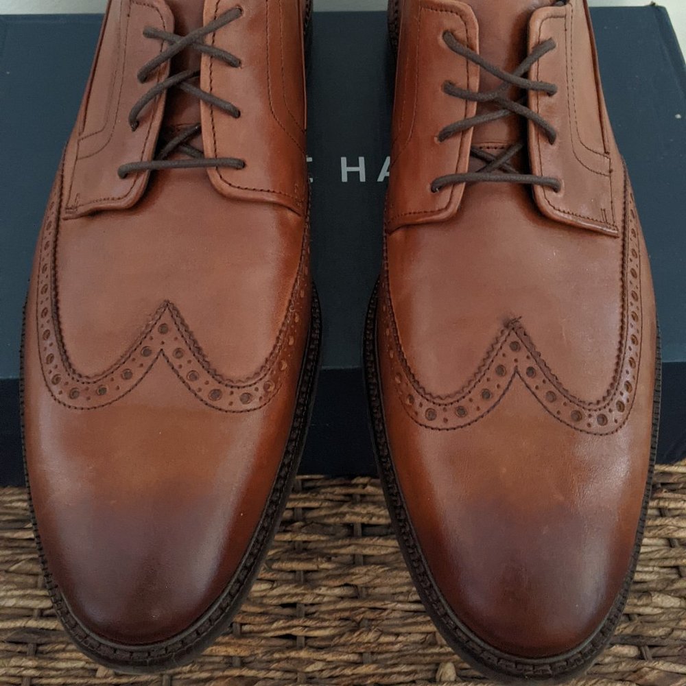 Cole Haan Wingtip Dress Shoes, Brown, Size 12